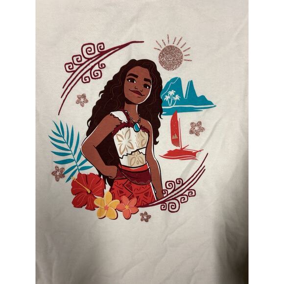 Disney Moana 2 Sweatshirt Girls XLarge (14) Crewneck Floral Graphic Long Sleeve - Picture 2 of 6